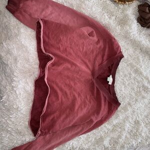 anthropology off the shoulder cropped crewneck/ long sleeve